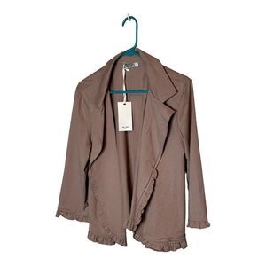 NWT Grace Karin Womens Open Front Cotton Stretch Cardigan Ruffle Trim XL Pink